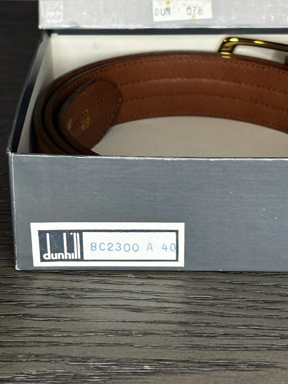 Vintage Dunhill Italian Leather Belt Gold Logo Brown Size 40 Quiet Luxury